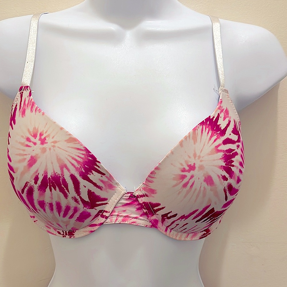 Pink & White Tie Dye Abstract Juicy Couture Bra